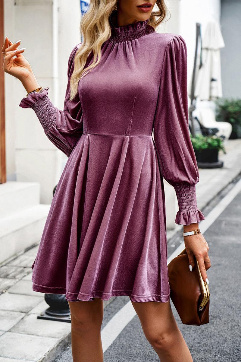 Kaynafashions - Elegant Solid Half A Turtleneck A Line Dresses