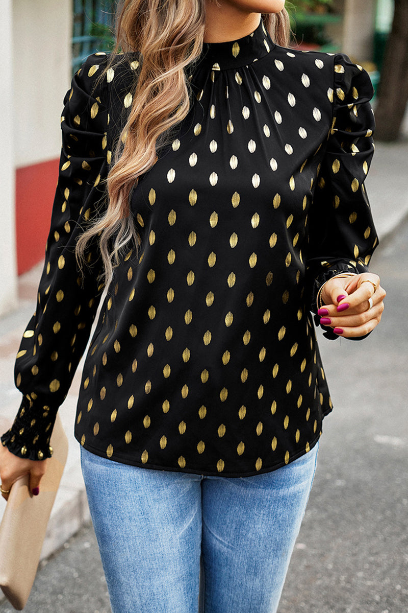 Kaynafashions - Elegant Polka Dot Fold Half A Turtleneck Tops