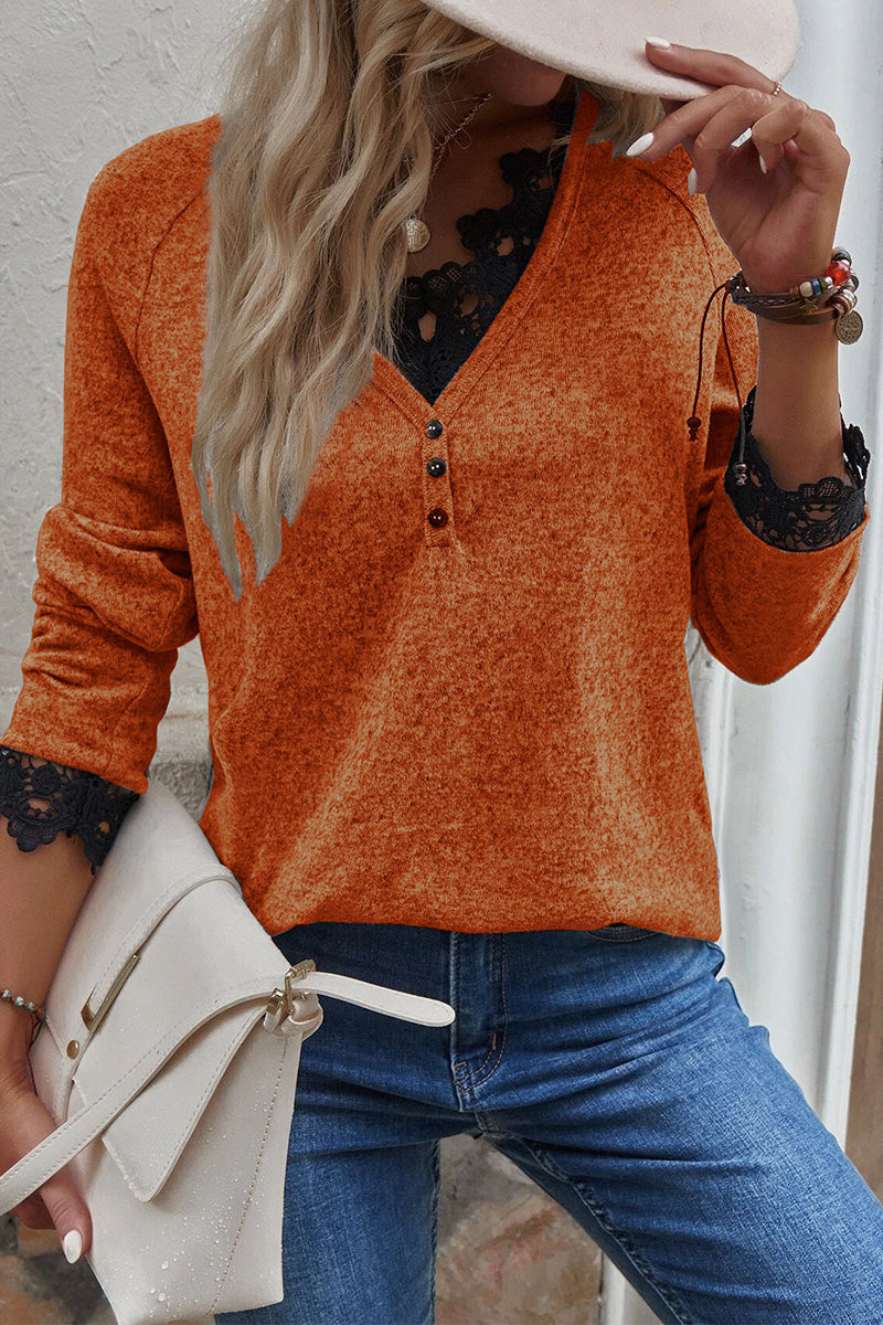 Kaynafashions - Fashion Casual Solid Pullovers V Neck Tops