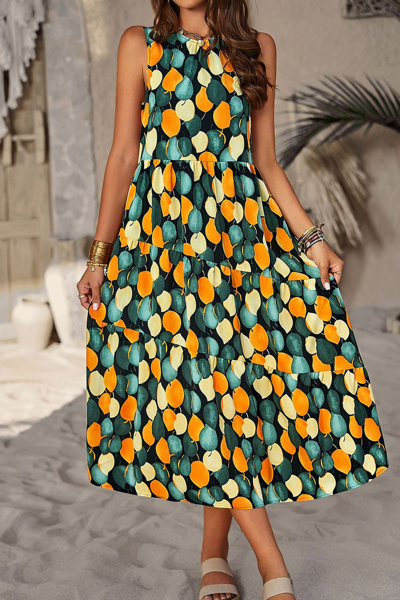 Kaynafashions - Elegant Floral Pocket Contrast O Neck A Line Dresses