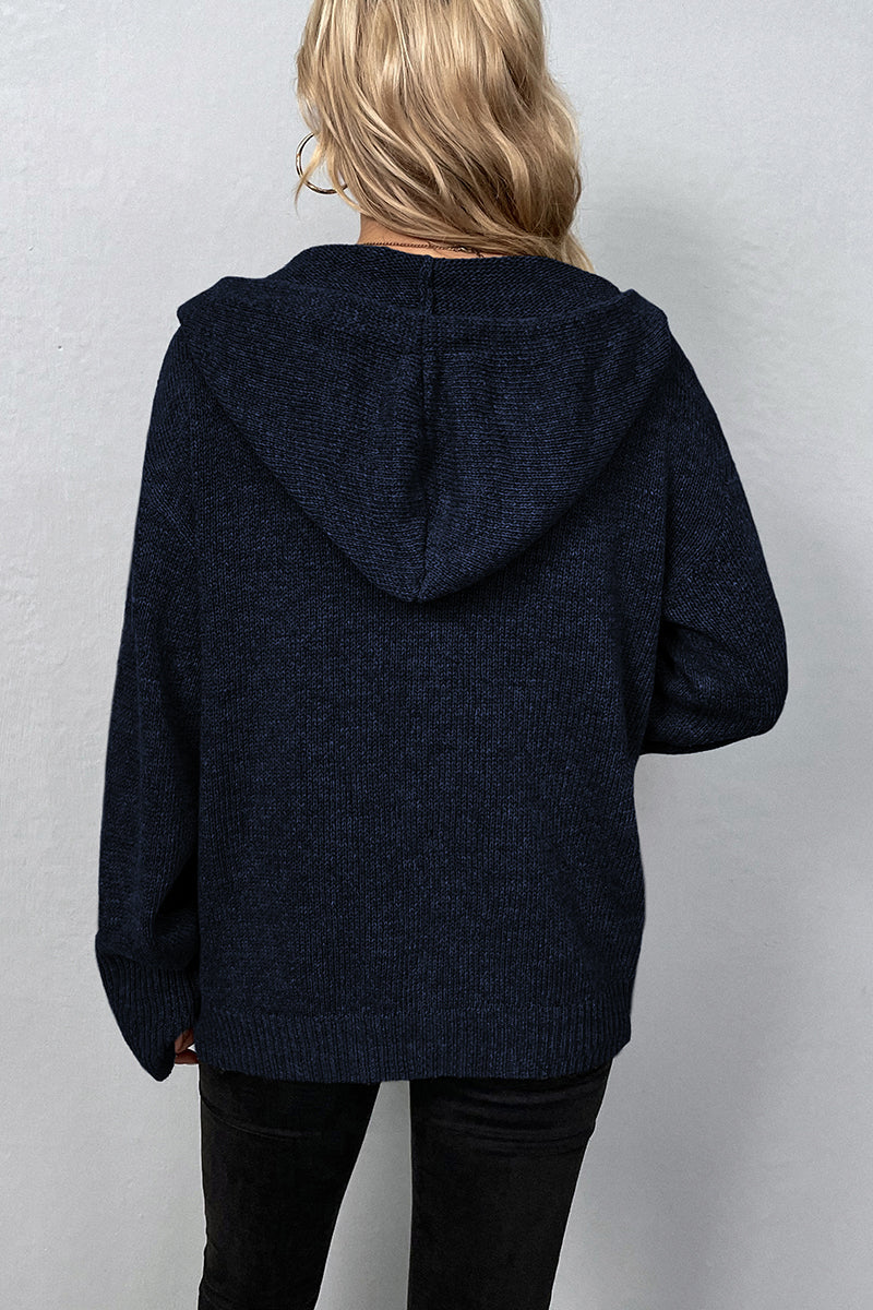 Kaynafashions - Casual Solid Buttons Hooded Collar Tops