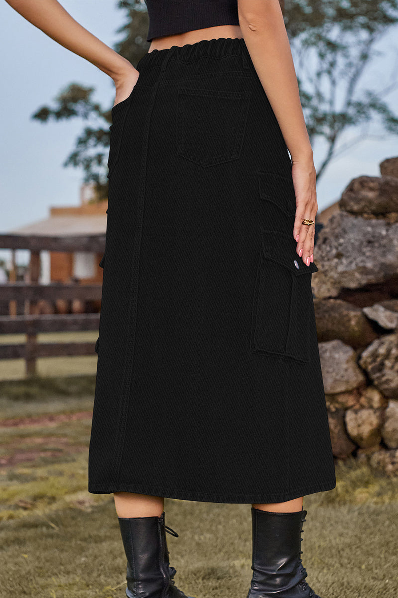 Kaynafashions - Casual Street Solid Slit High Waist Denim Skirts