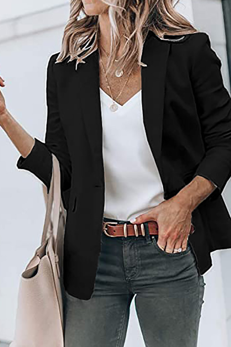 Kaynafashions - Fashion Solid Patchwork Turndown Collar Outerwear(11 colors)