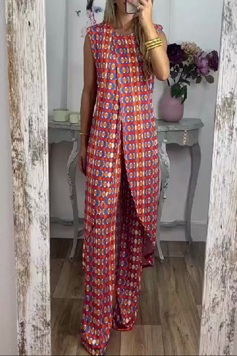 Kaynafashions - Casual Color Block Contrast O Neck Sleeveless Two Pieces