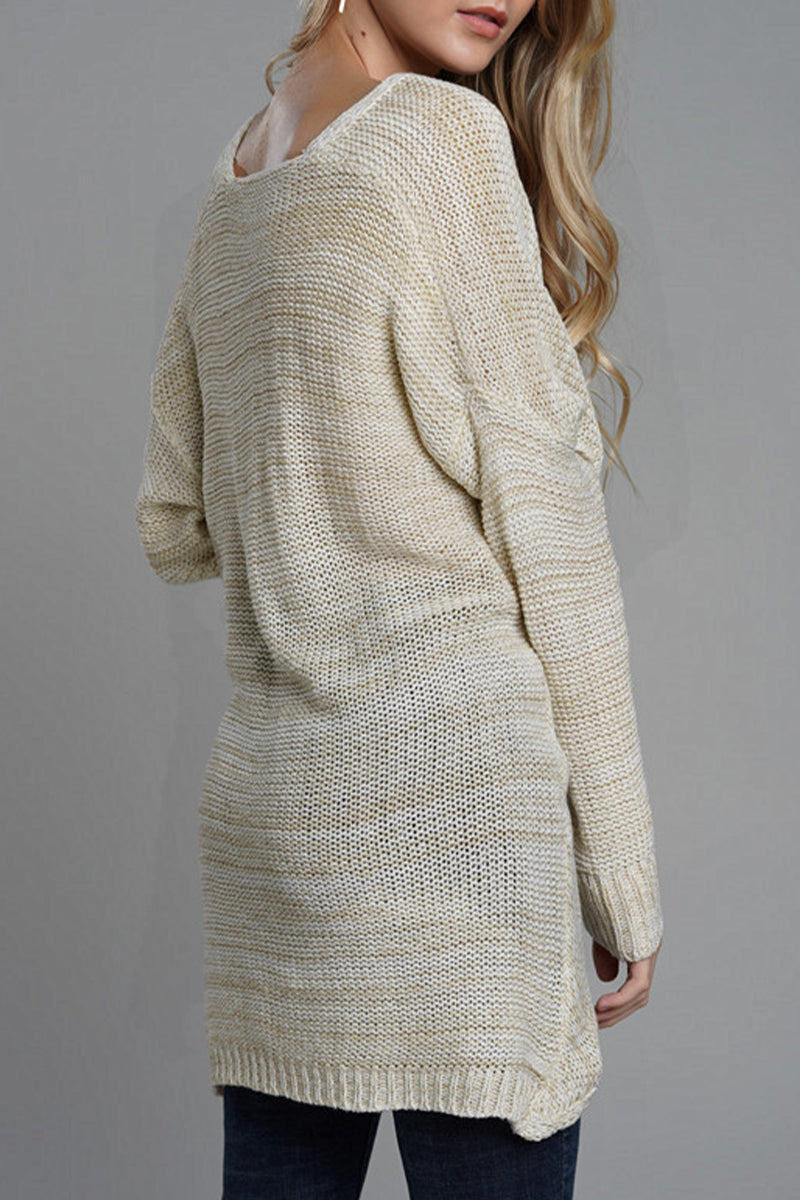 Kaynafashions - Casual Solid Patchwork V Neck Tops