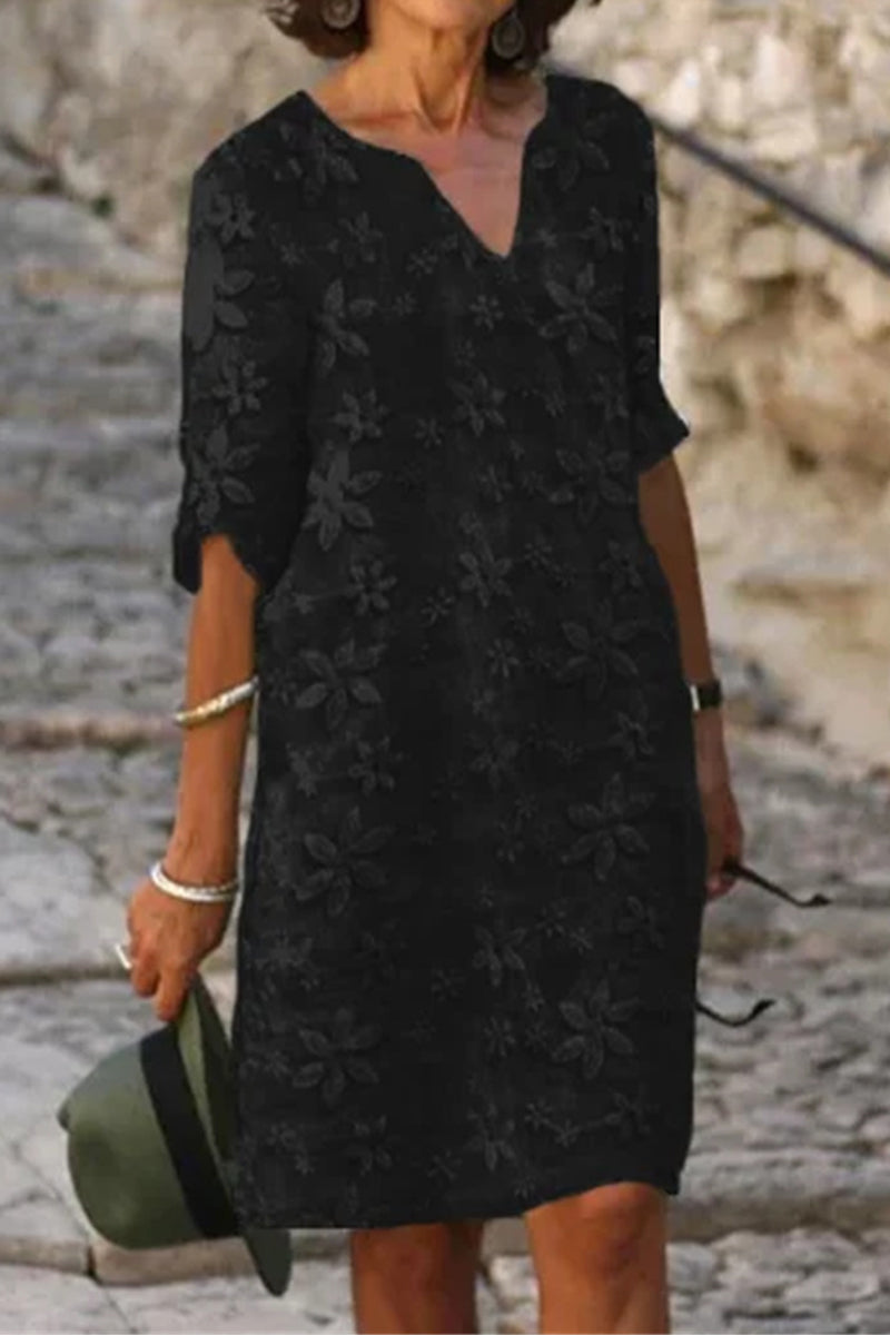 Kaynafashions - Casual Simplicity Solid Patchwork V Neck Short Sleeve Dress Dresses(5 Colors)