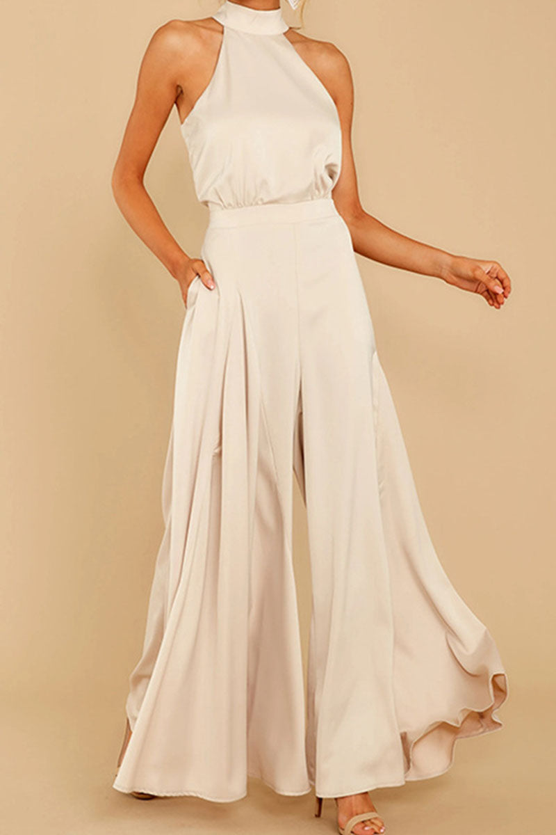 Kaynafashions - Fashion Casual Solid Patchwork Halter Loose Jumpsuits(5 Colors)