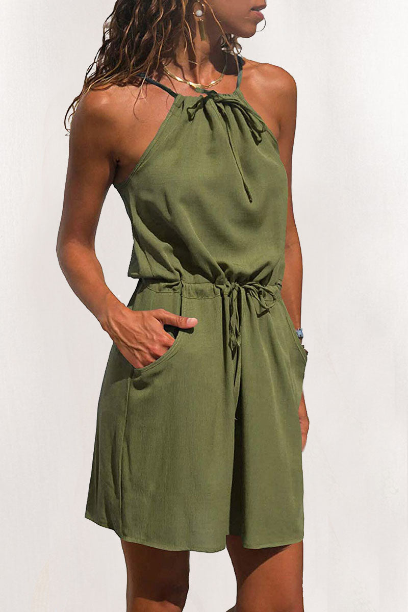 Kaynafashions - Fashion Simplicity Print Patchwork Spaghetti Strap A Line Dresses(3 Colors)
