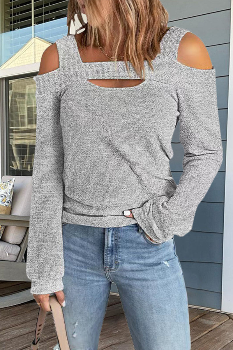 Kaynafashions - Casual Street Solid Color Square Collar Tops(7 Colors)