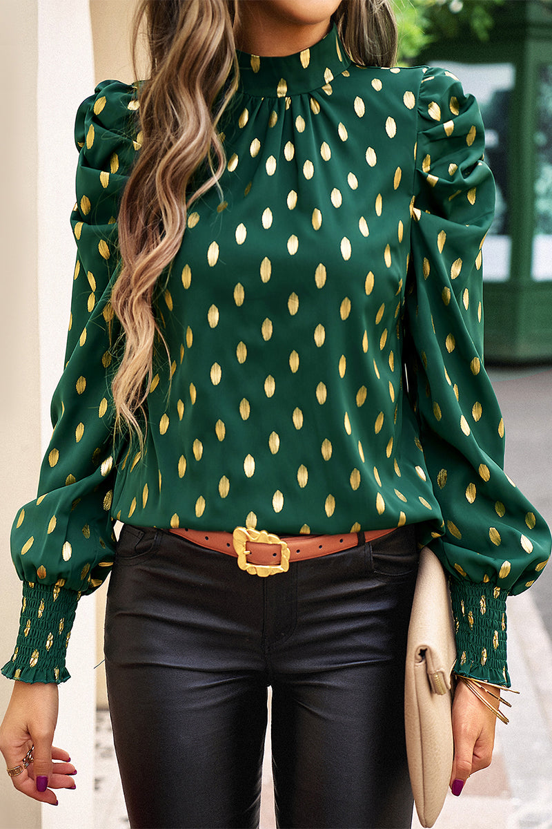 Kaynafashions - Elegant Polka Dot Fold Half A Turtleneck Tops