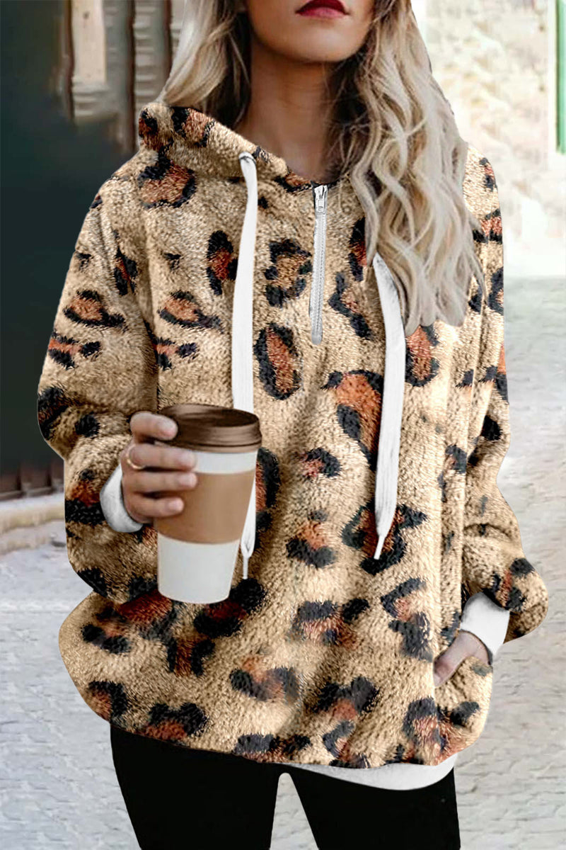 Kaynafashions - Street Print Printing Hooded Collar Tops