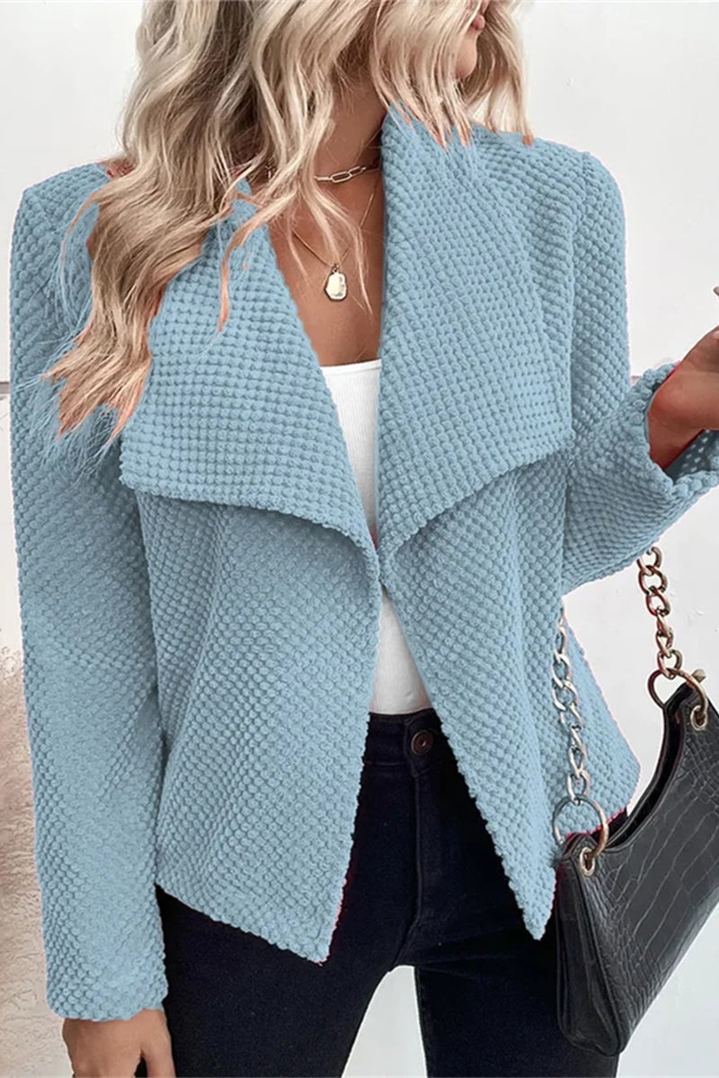 Kaynafashions - Casual Simplicity Solid Turndown Collar Outerwear