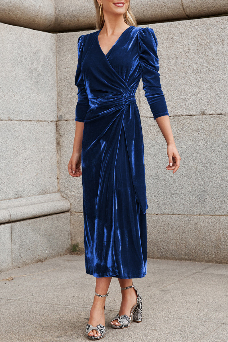 Kaynafashions - Celebrities Elegant Solid Strap Design V Neck Princess Dresses