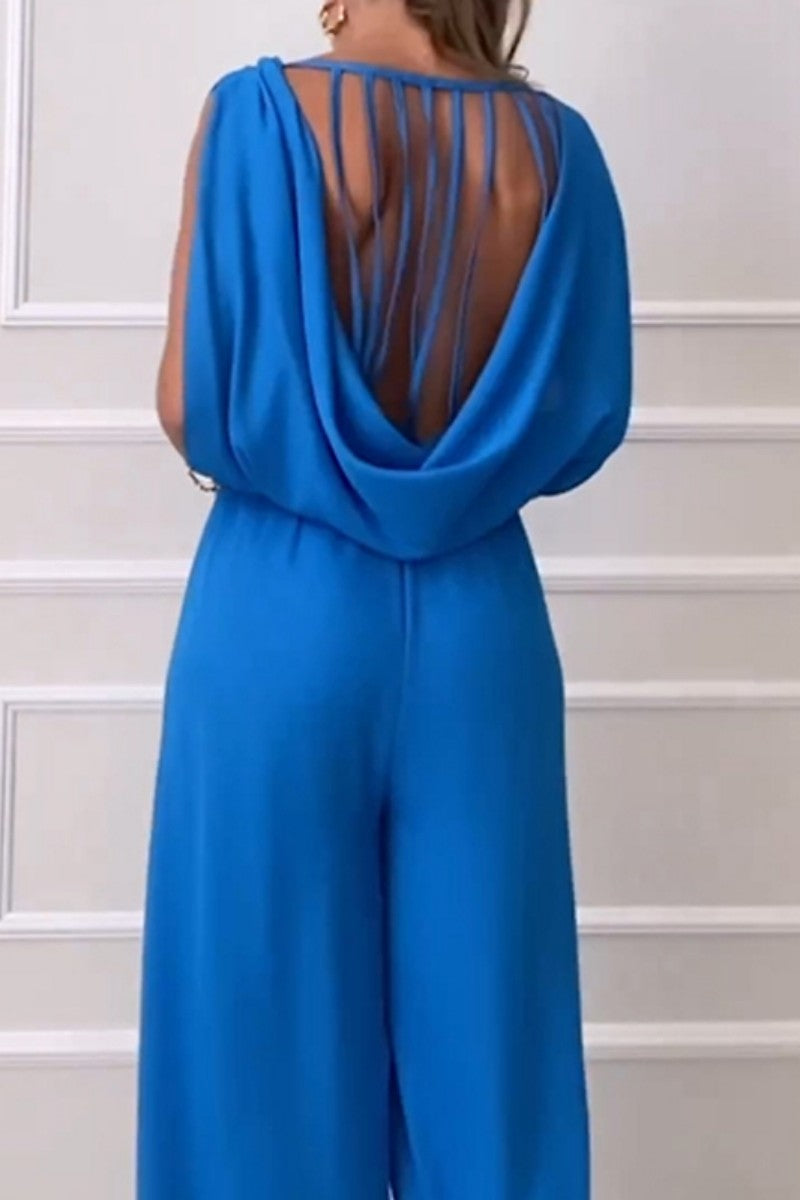 Kaynafashions - Casual Solid Backless O Neck Regular Jumpsuits