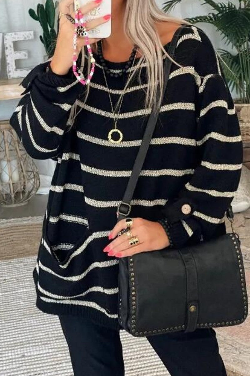 Kaynafashions - Casual Striped Contrast O Neck Tops