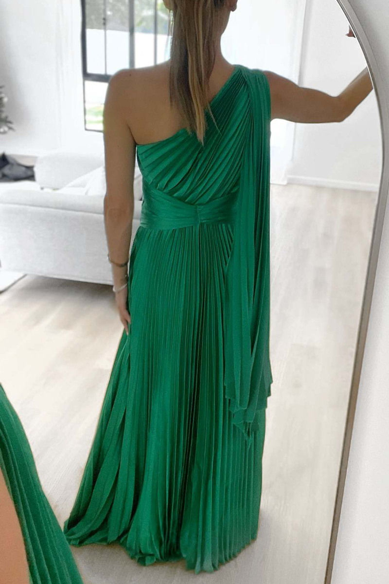 Kaynafashions - Sweet Elegant Solid Fold Oblique Collar A Line Dresses(3 Colors)