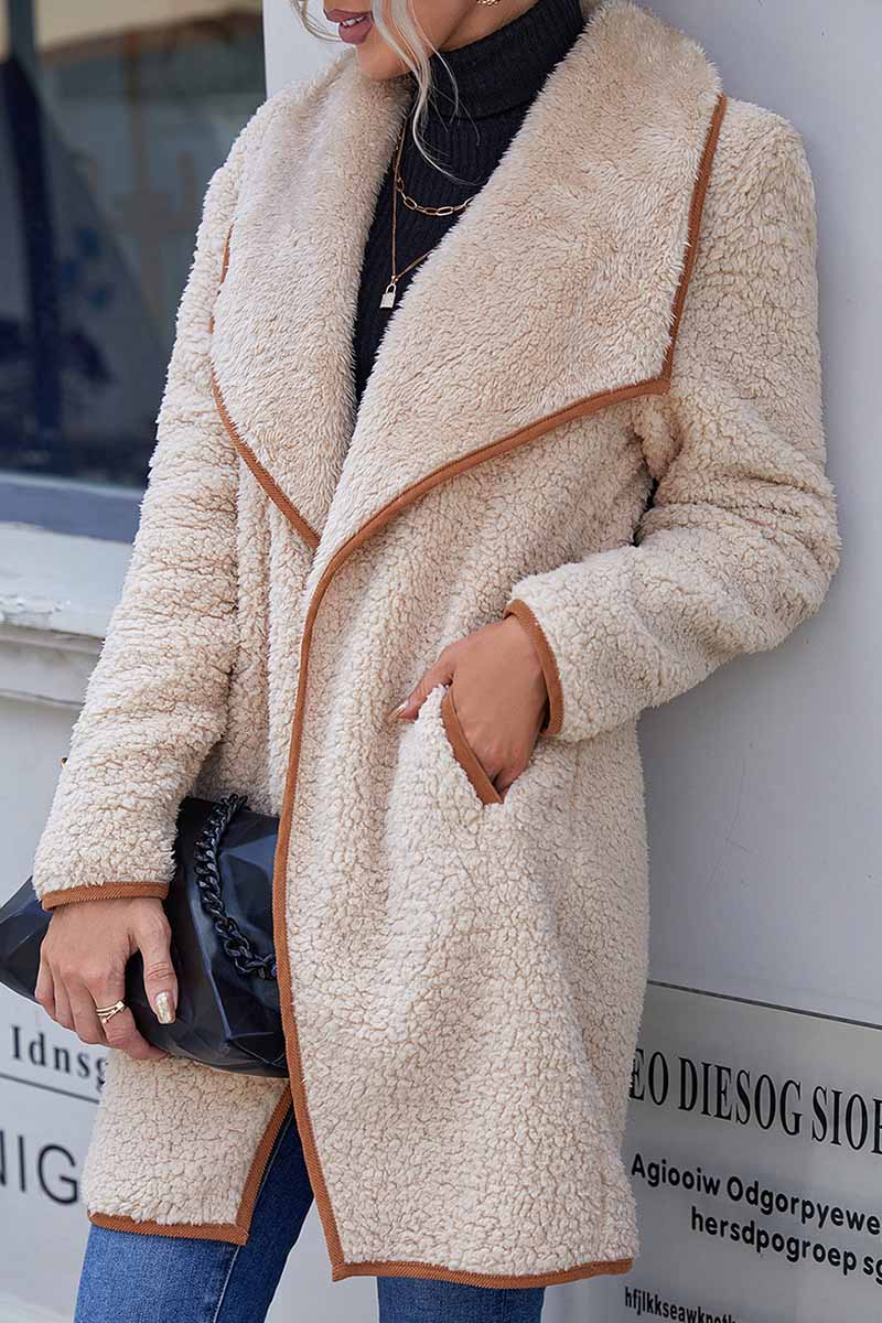 Kaynafashions - Casual Solid Patchwork Turndown Collar Outerwear