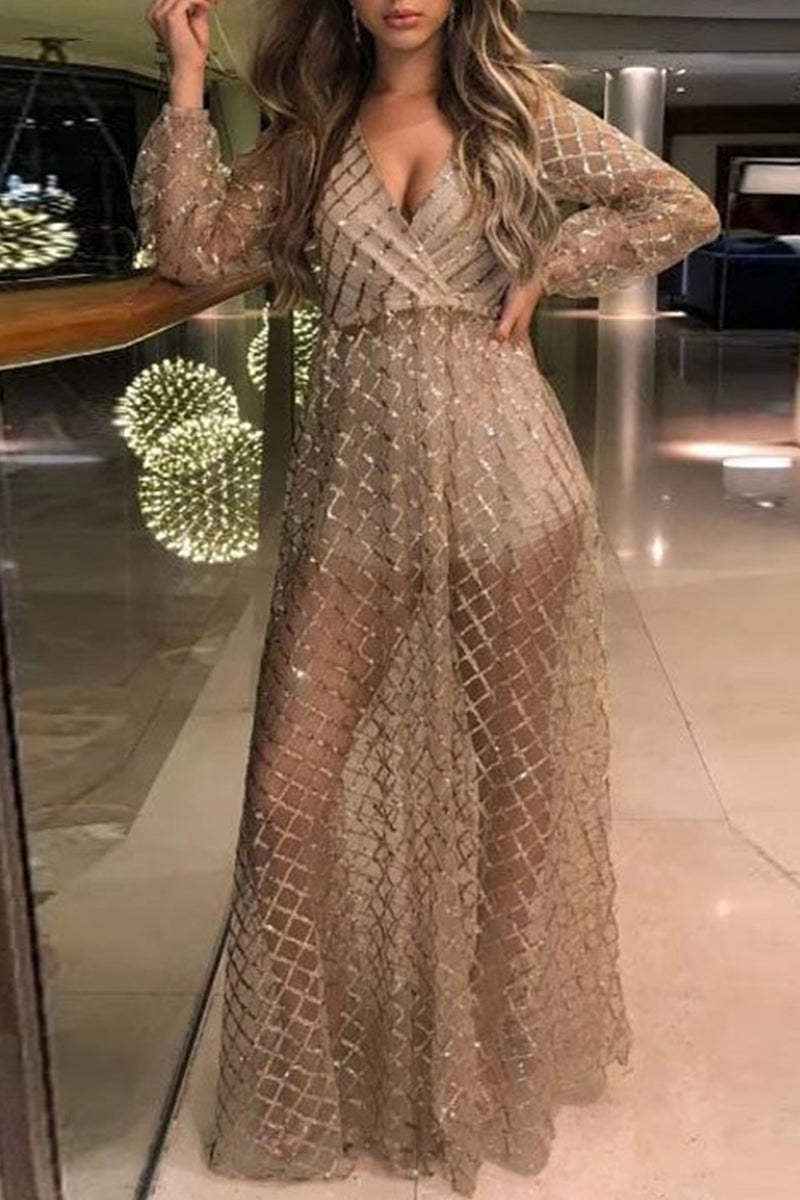 Kaynafashions - Sexy Solid Hollowed Out V Neck Waist Skirt Dresses