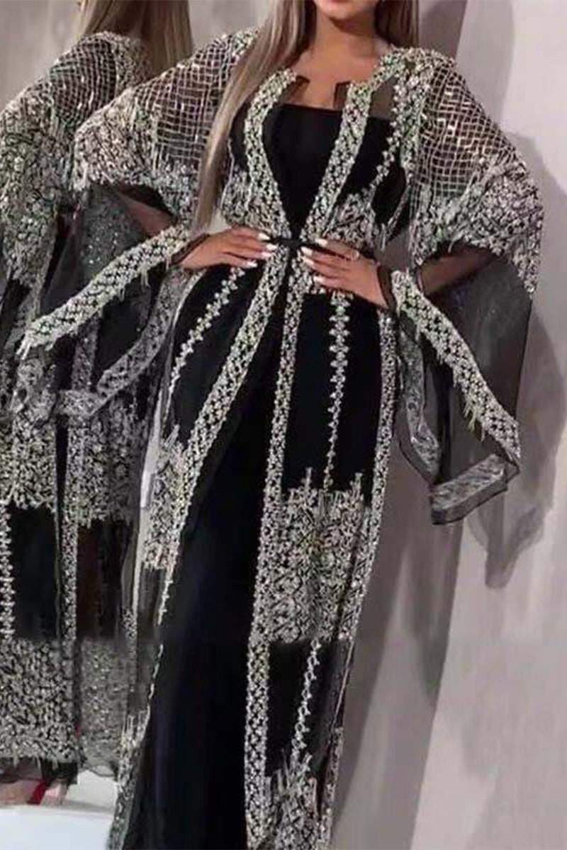 Kaynafashions - Elegant College Print Bandage V Neck Long Sleeve Two Pieces