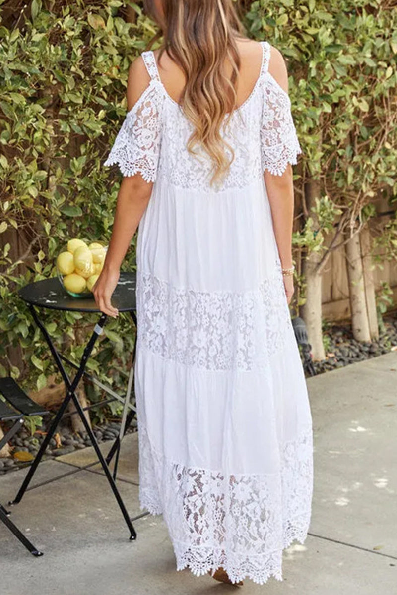 Kaynafashions - Elegant Solid Lace U Neck Princess Dresses