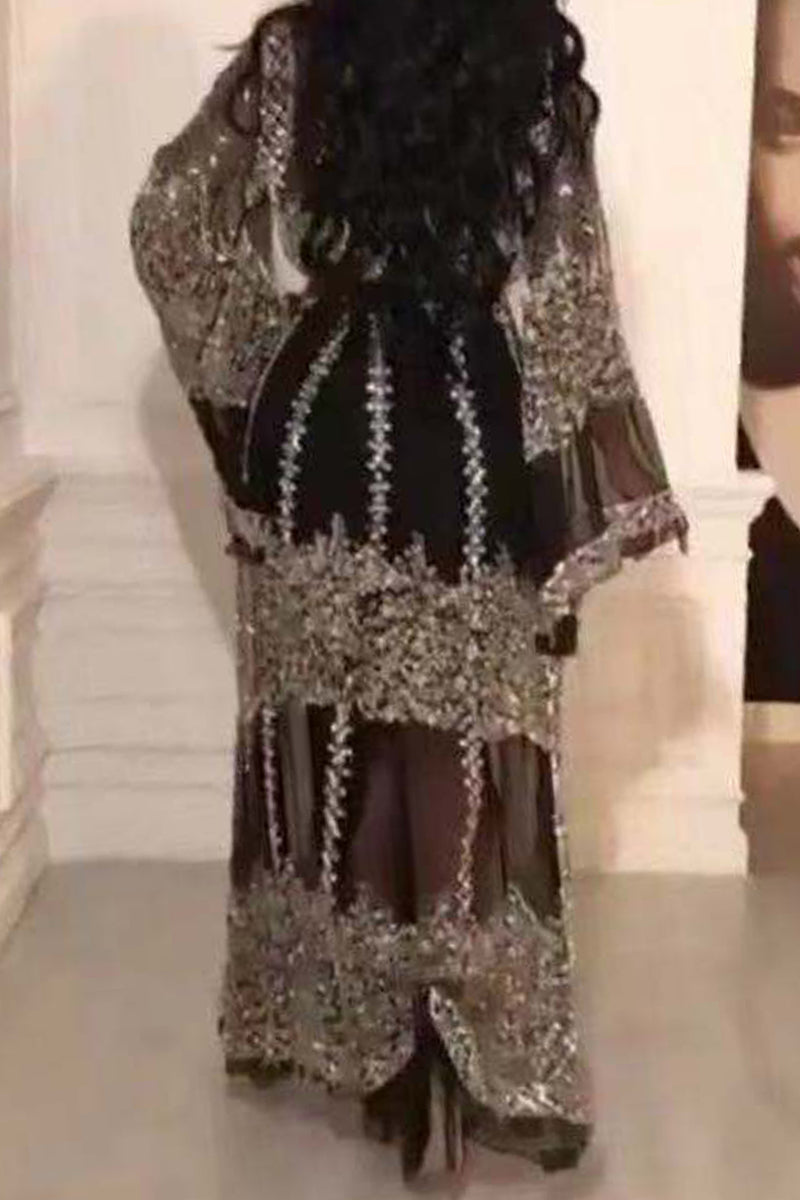 Kaynafashions - Elegant College Print Bandage V Neck Long Sleeve Two Pieces