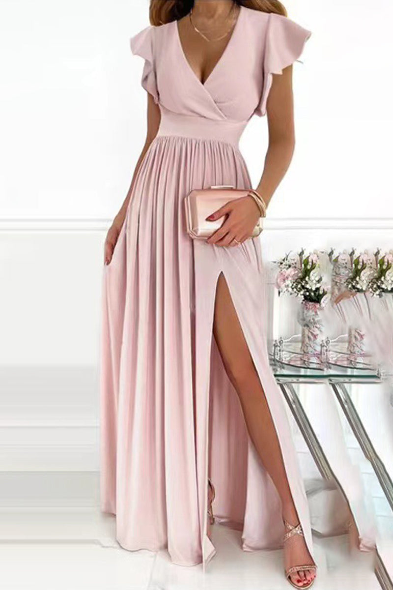 Kaynafashions - Celebrities Elegant Solid Solid Color V Neck Princess Dresses