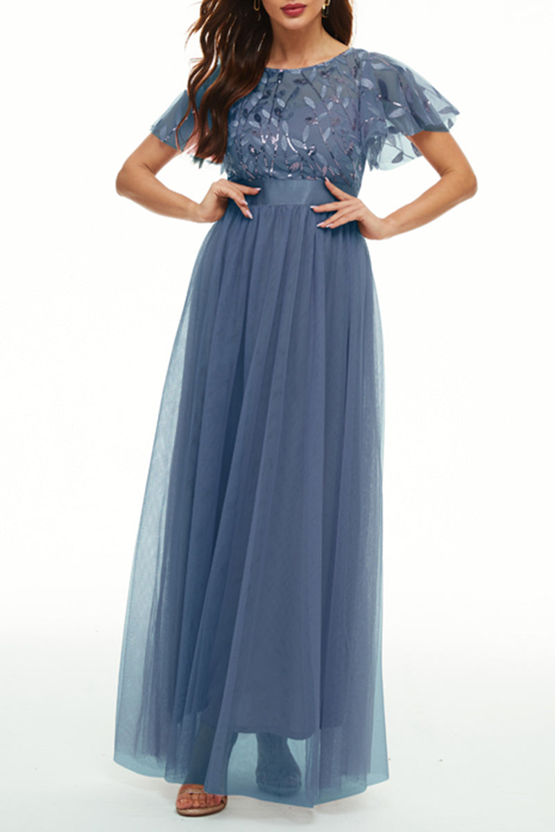 Kaynafashions - Elegant Formal Patchwork Zipper O Neck Ball Gown Dresses