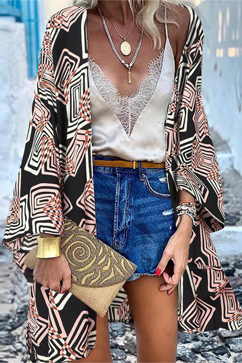 Kaynafashions - College Print Patchwork Cardigan Collar Outerwear
