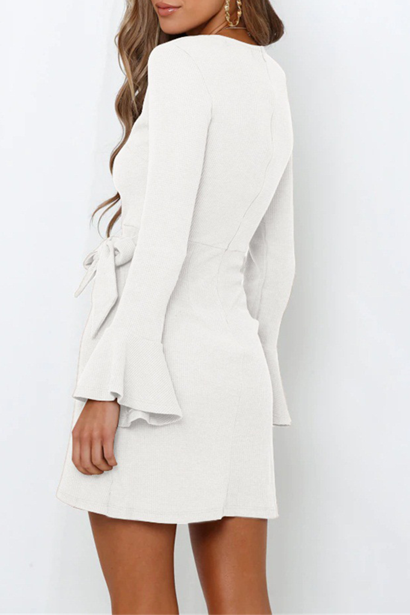 Kaynafashions - Casual Solid Flounce O Neck Irregular Dress Dresses(4 colors)