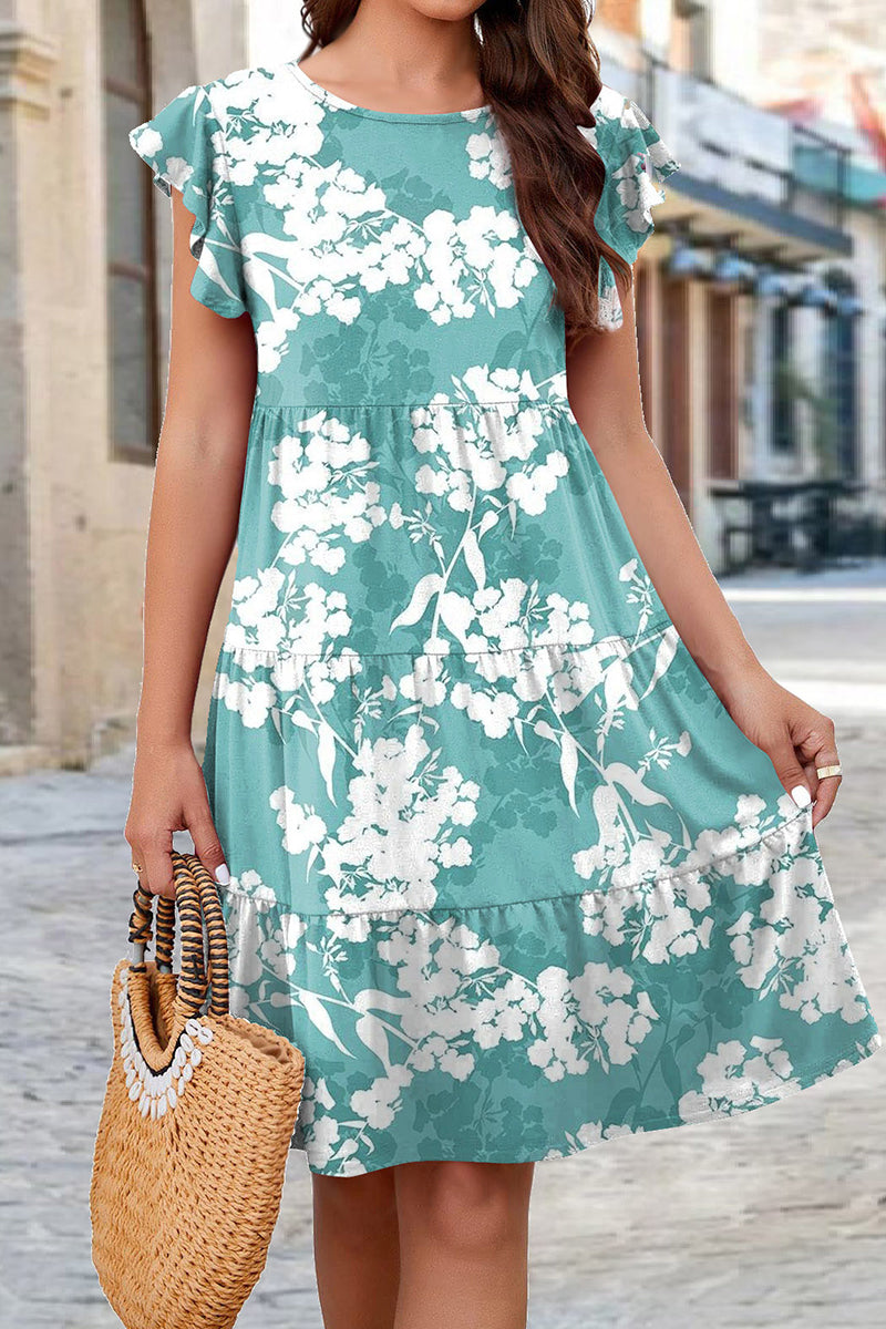 Kaynafashions - Elegant Floral Patchwork O Neck A Line Dresses