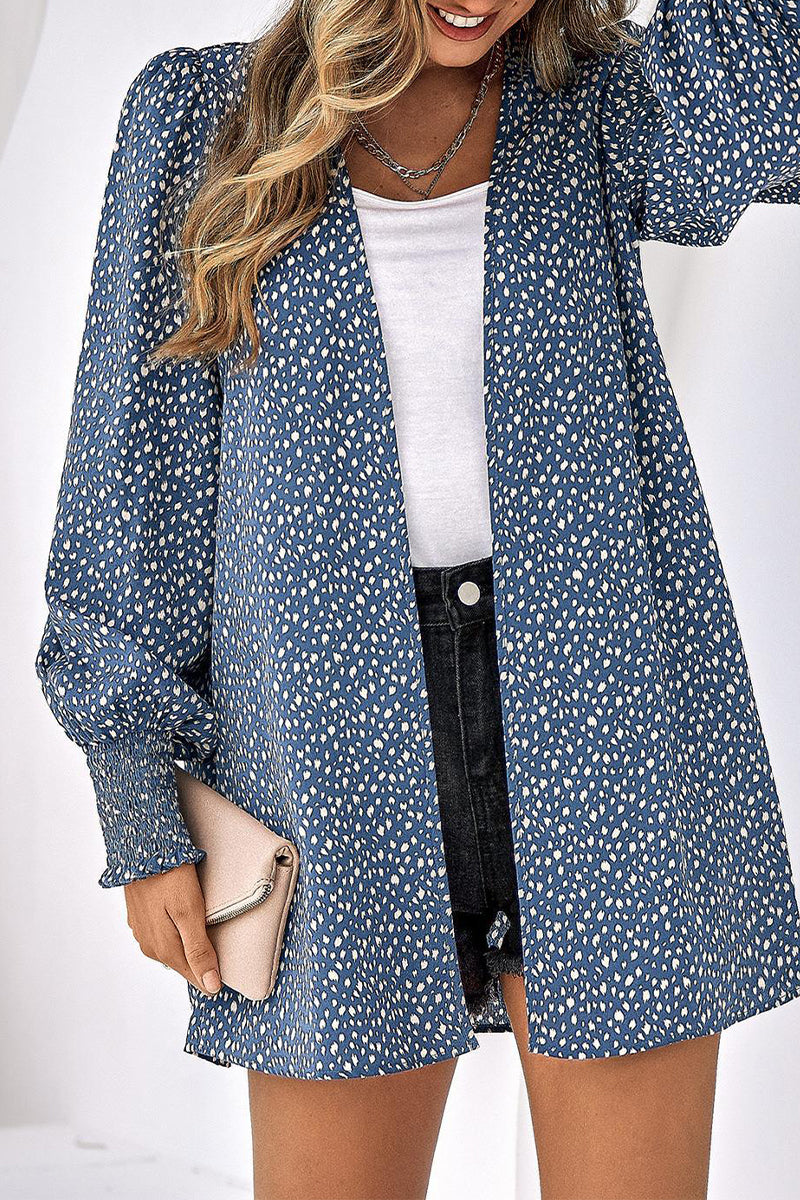 Kaynafashions - Elegant Leopard Printing Conventional Collar Tops(3 Colors)