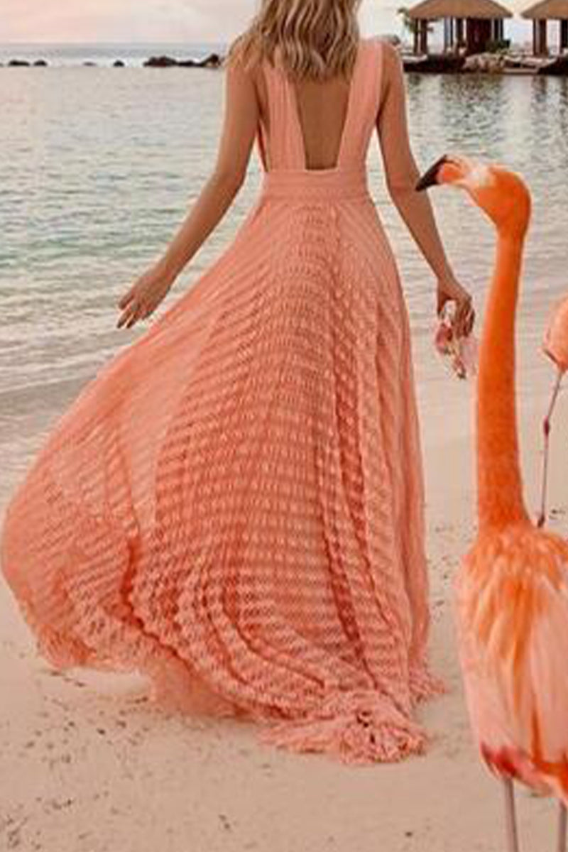 Kaynafashions - Sexy Elegant Solid Lace Hollowed Out Zipper Spaghetti Strap Dresses