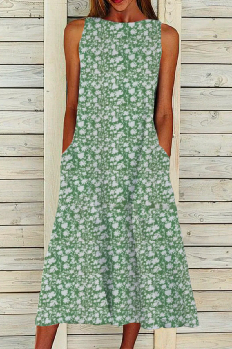 Kaynafashions - Fashion Print O Neck Straight Dresses