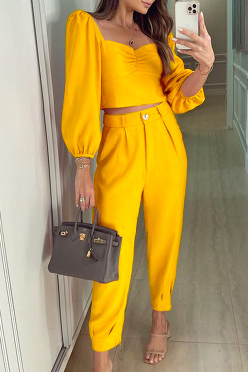 Kaynafashions - Fashion Solid Patchwork Square Collar Three Quarter Two Pieces(4 colors)