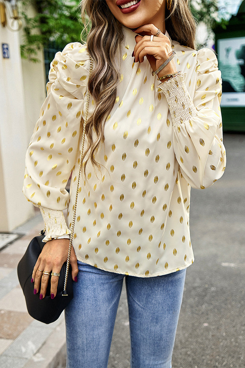 Kaynafashions - Elegant Polka Dot Fold Half A Turtleneck Tops