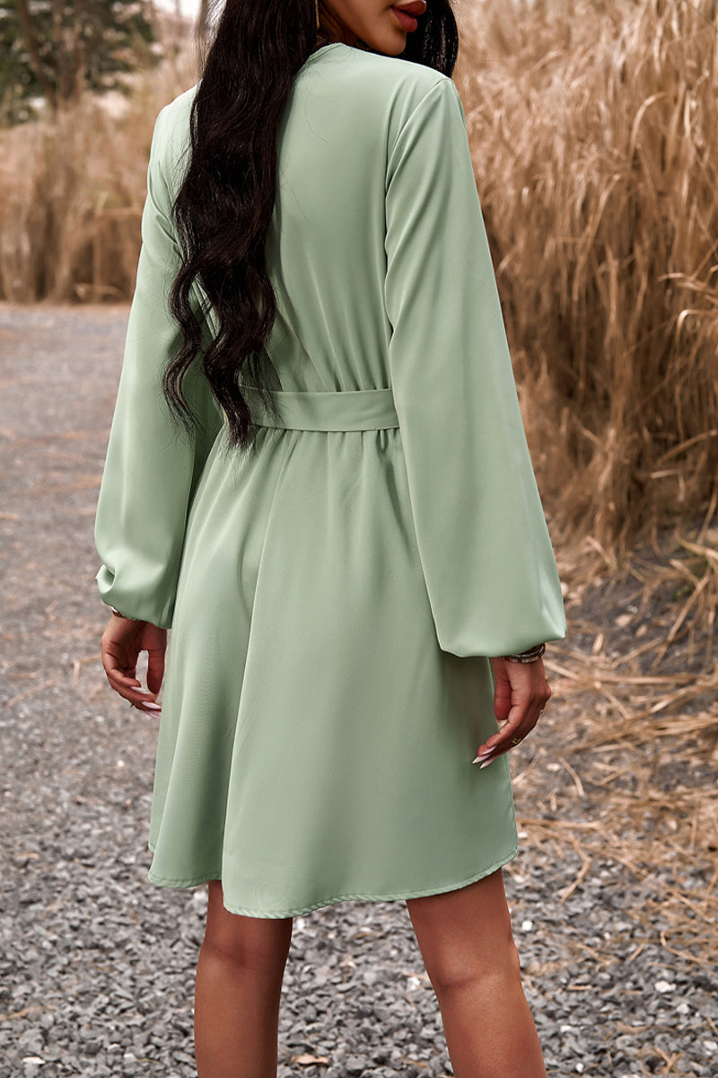 Kaynafashions - Elegant Solid Lace Bandage V Neck A Line Dresses