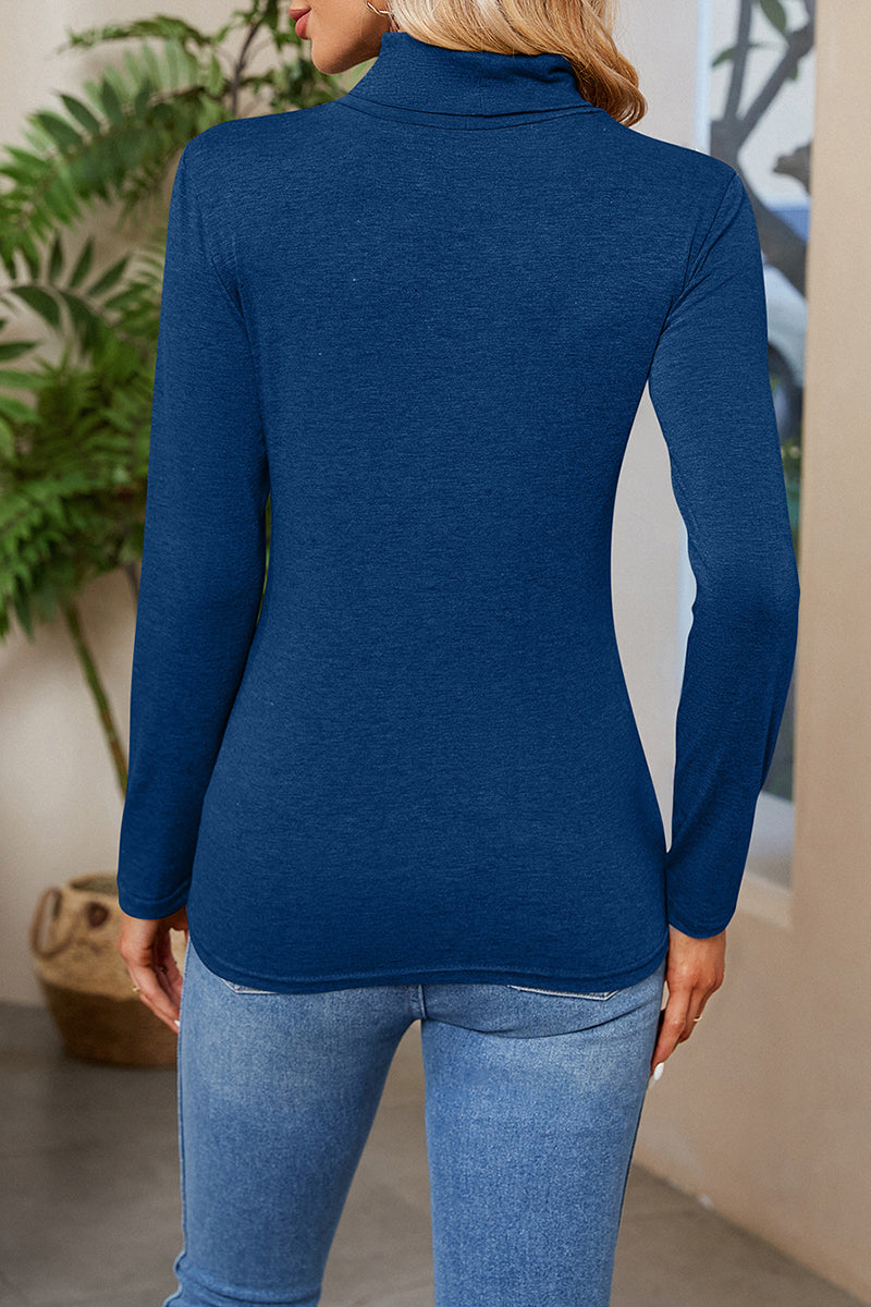 Kaynafashions - Daily Simplicity Solid Turtleneck Tops(6 Colors)