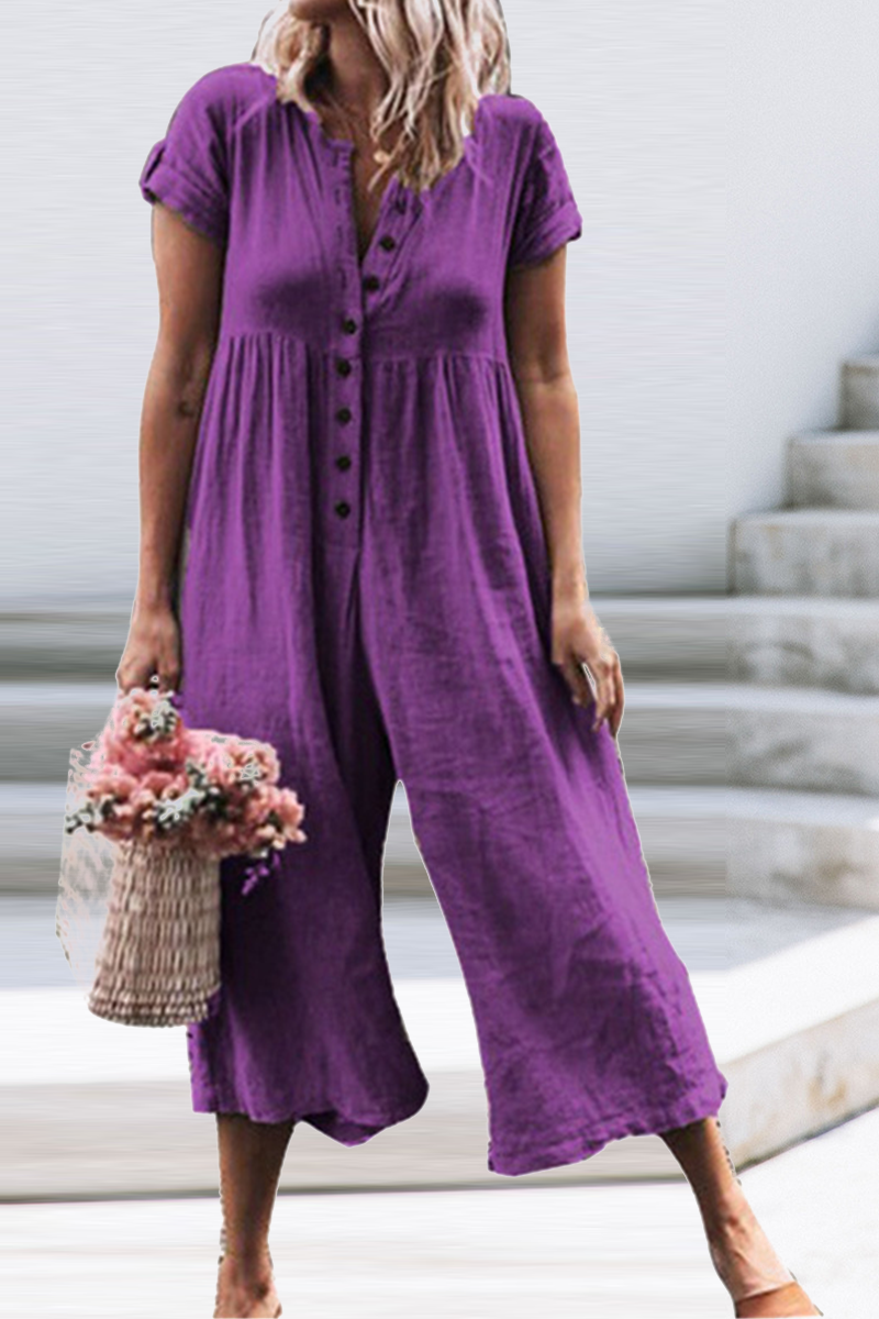 Kaynafashions - Fashion Casual Solid O Neck Straight Jumpsuits(5 Colors)