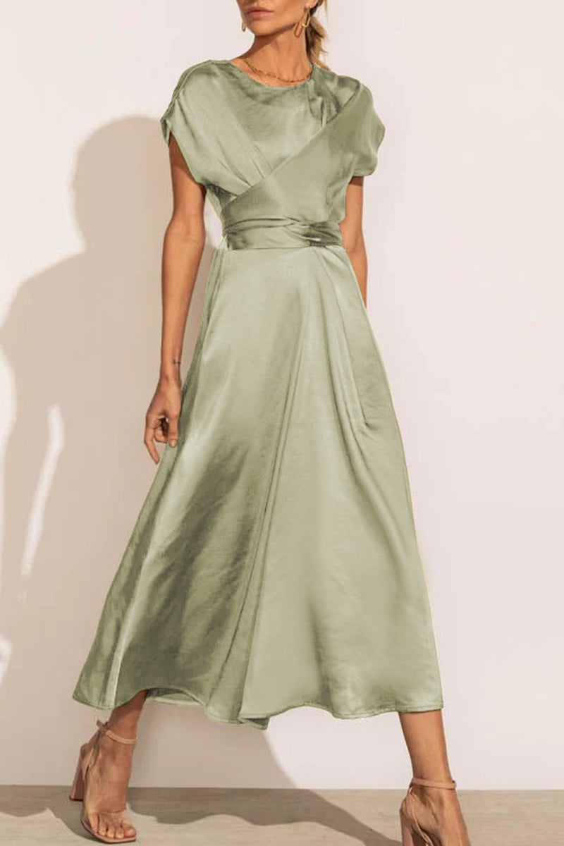 Kaynafashions - Celebrities Elegant Solid Bandage U Neck Dresses(6 Colors)
