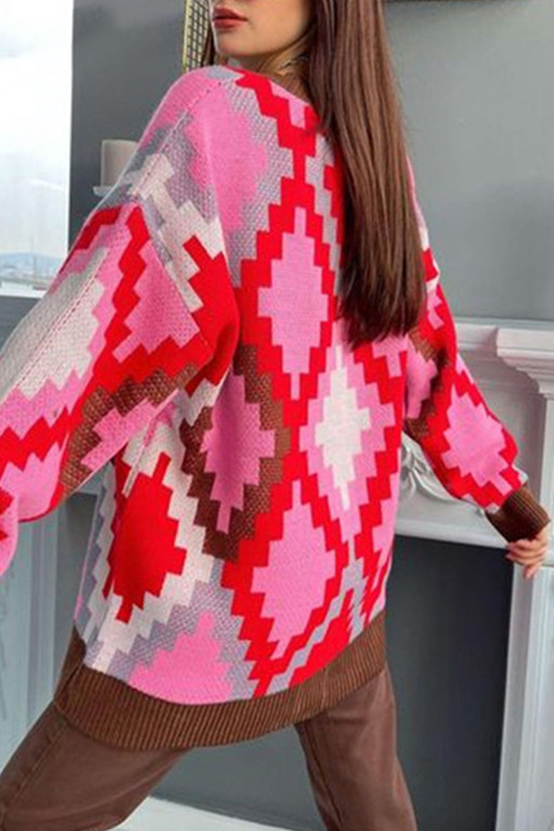 Kaynafashions - Casual Plaid Contrast V Neck Tops