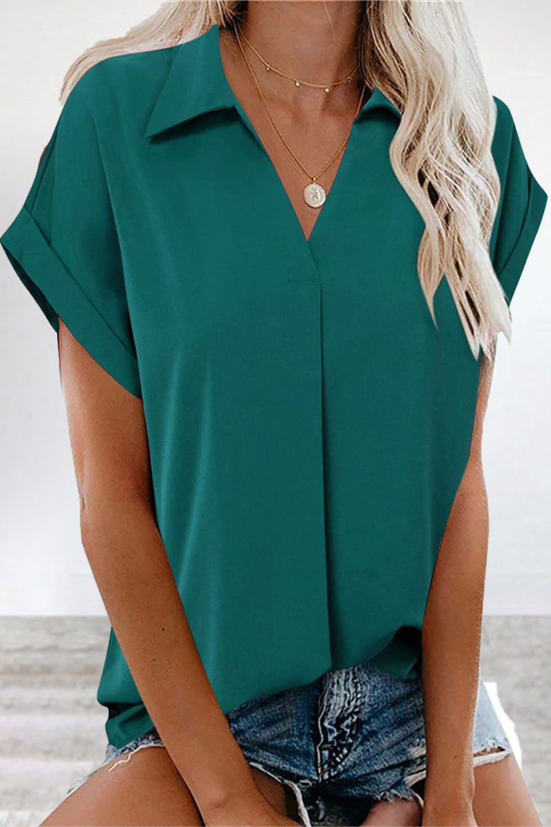 Kaynafashions - Work Simplicity Solid V Neck Blouses(5 Colors)