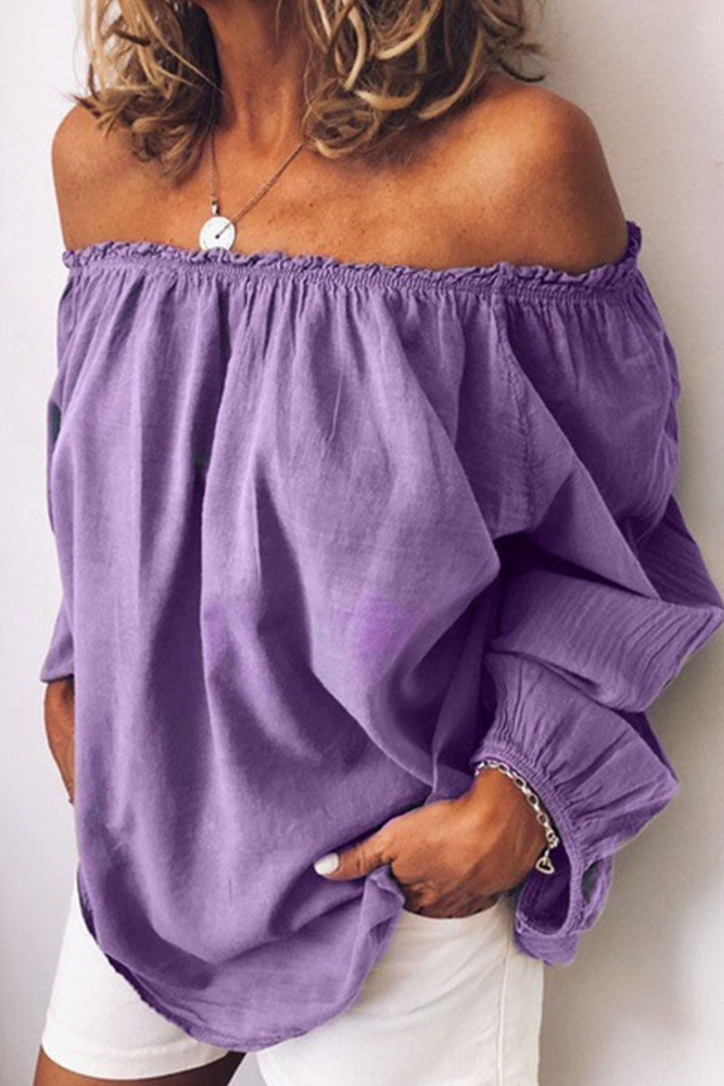 Kaynafashions - Fashion Casual Solid Patchwork Off the Shoulder Tops