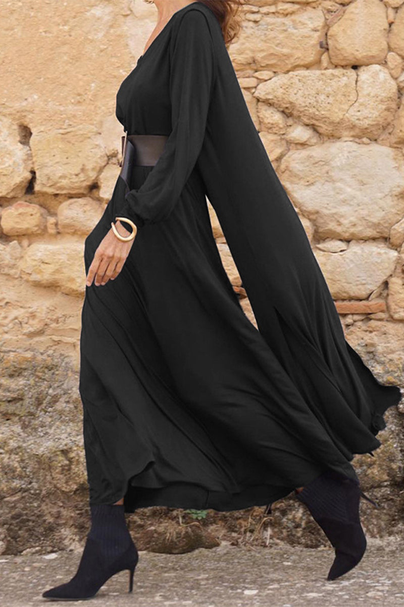 Kaynafashions - Casual Solid With Belt V Neck Long Sleeve Two Pieces