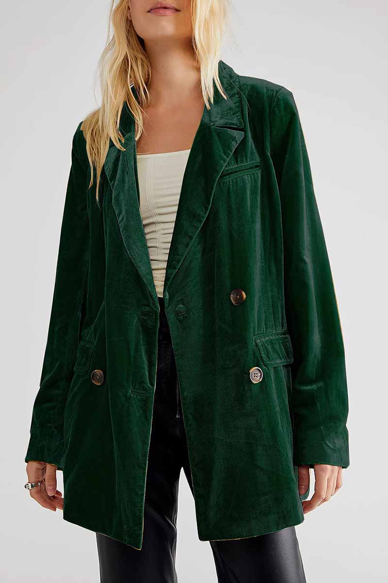 Kaynafashions - Elegant Solid Patchwork Turn-back Collar Outerwear