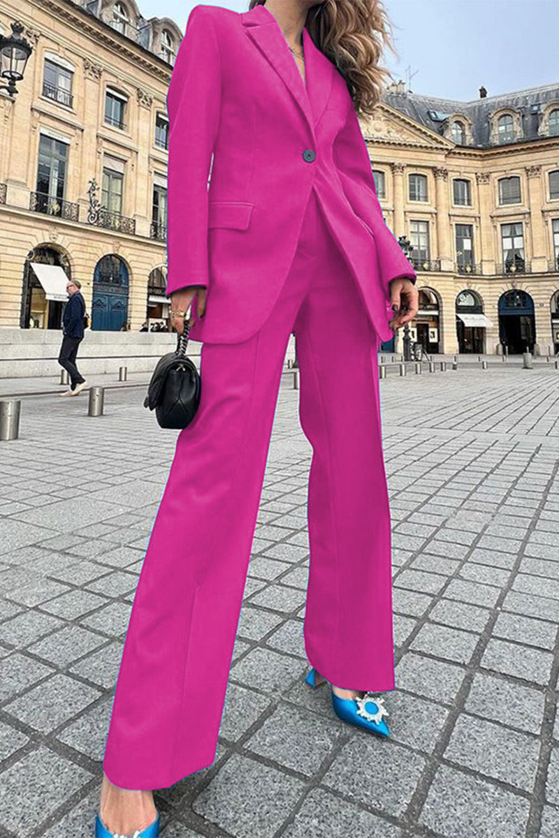 Kaynafashions - Work Elegant Solid Patchwork Turn-back Collar Long Sleeve Two Pieces