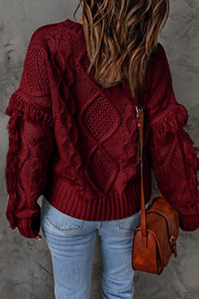 Kaynafashions - Sweet Elegant Solid Tassel O Neck Sweaters(8 Colors)