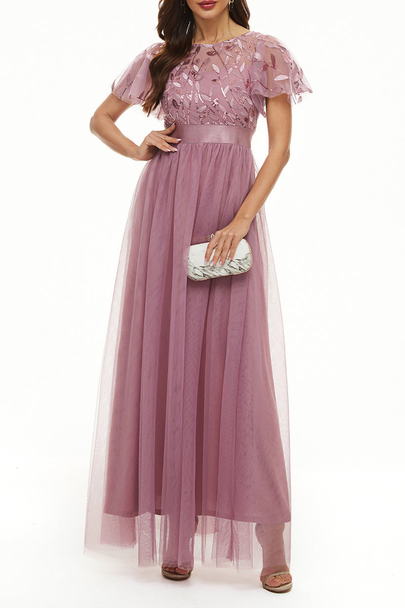 Kaynafashions - Elegant Formal Patchwork Zipper O Neck Ball Gown Dresses