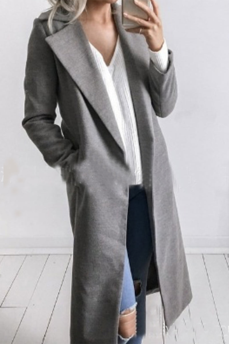 Kaynafashions - Casual Work Solid Solid Color Turndown Collar Outerwear