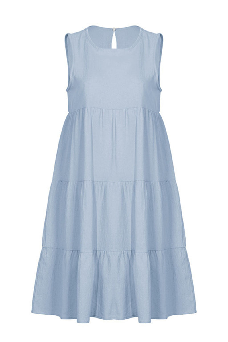Kaynafashions - Fashion Casual Solid Patchwork O Neck Princess Dresses(6 Colors)