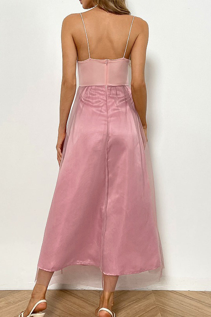 Kaynafashions - Celebrities Elegant Solid Patchwork Strapless Irregular Dress Dresses